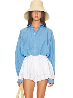 Helsa Bubble Shirt Tech Poplin in Classic Blue Size M